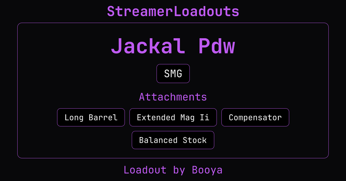 Jackal Pdw Loadout by Booya - StreamerLoadouts